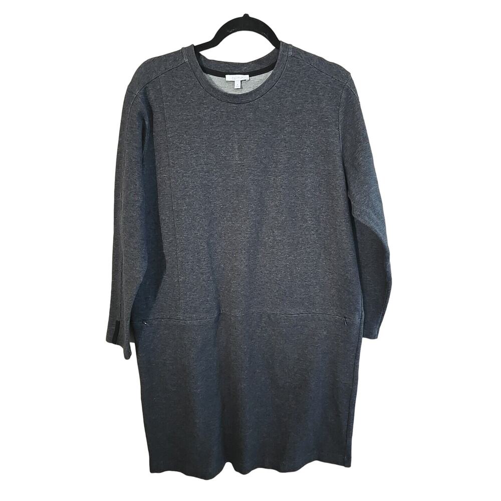Calme Johhny Was Gray Zipped Pockets Long Sleeve Knit Casual Dress Woman Medium‎